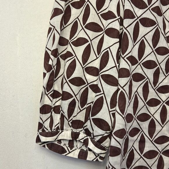 Trina Turk Brown White  Leaf Patterned  Women's Blouse Size S EUC - Picture 4 of 8